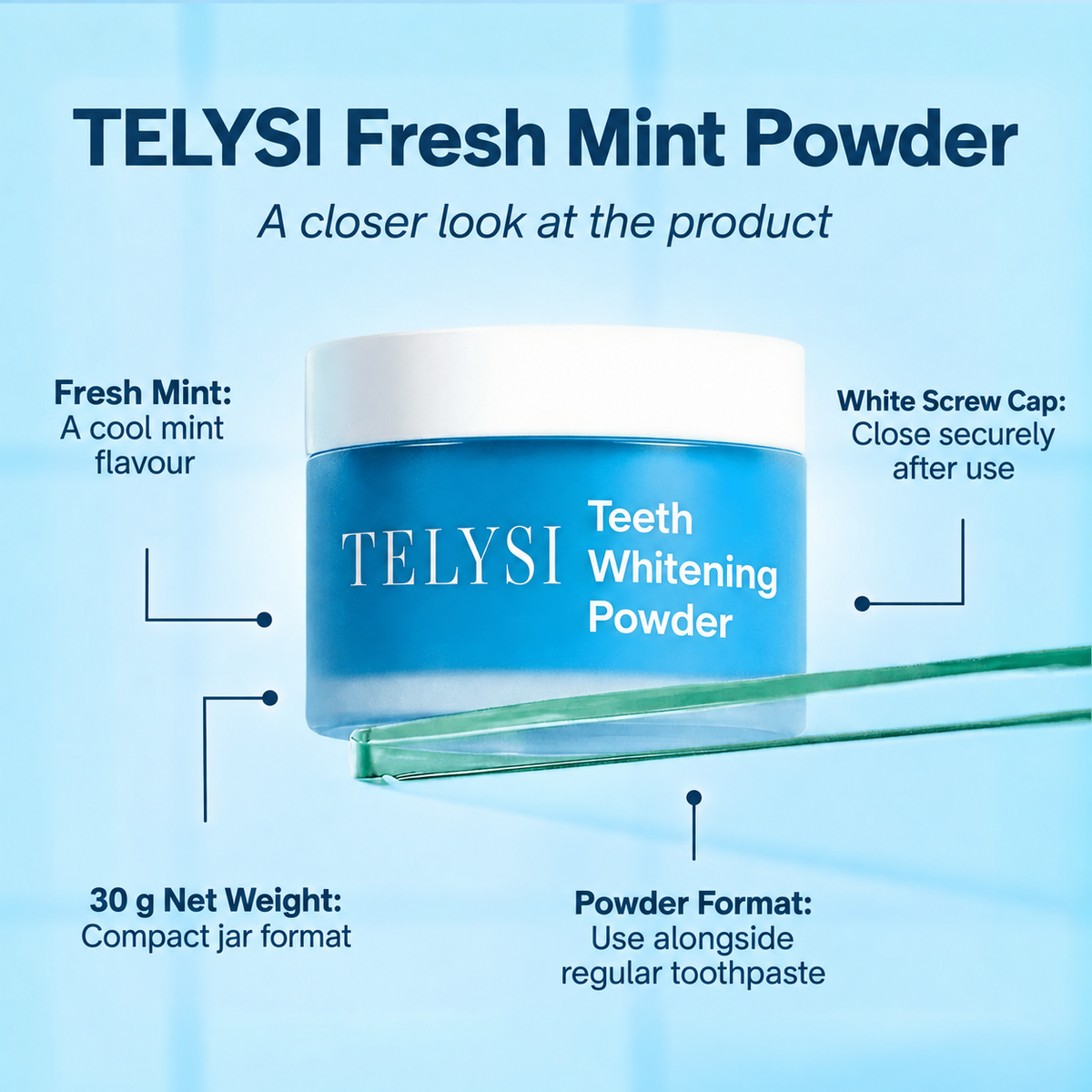 TELYSI Fresh Mint Teeth Whitening Powder — image 3