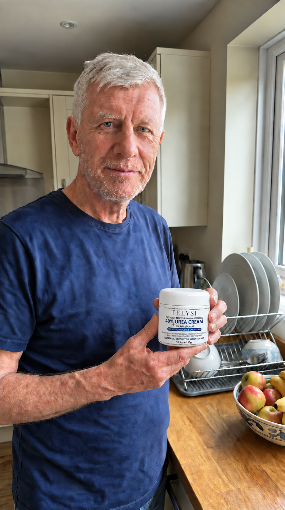TELYSI cream packaging shown by a model